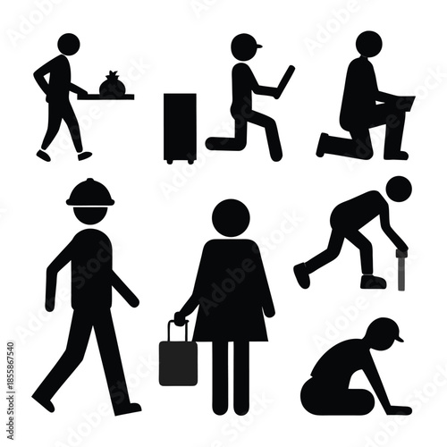 human daily activities silhouettes of people
