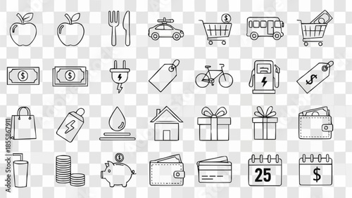 Collection of Hand Drawn Icons Representing Various Concepts.
