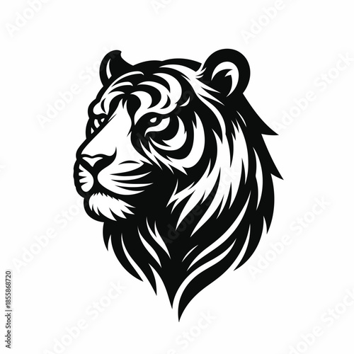 Wallpaper Mural Black and white lion head illustration on white background vector Torontodigital.ca