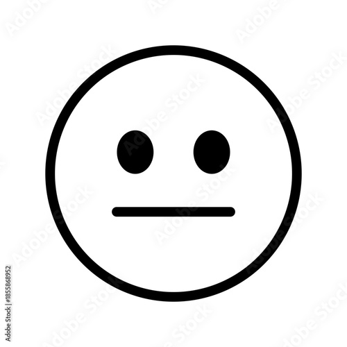Expressionless face, neutral emoji line icon. Smile, smiling sign. Emoticon black symbol. Emotion, smiley concept. Vector illustration. Editable stroke. Isolated on a white or PNG background.