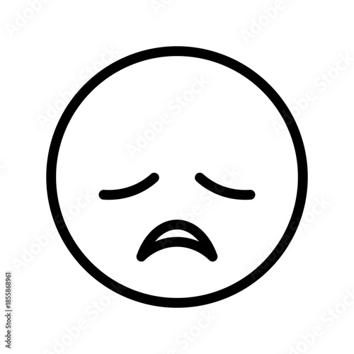 Disappointed face, sad emoji line icon. Smile, smiling sign. Emoticon black symbol. Emotion, smiley concept. Vector illustration. Editable stroke. Flat design. Isolated on a white or PNG background.