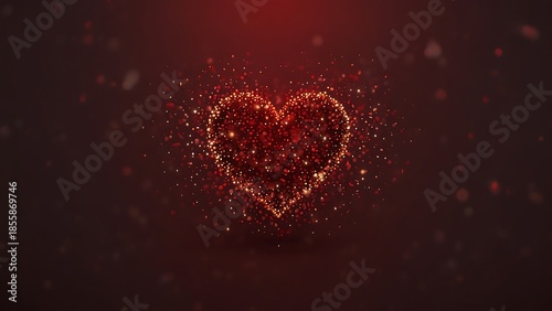 A shiny red heart vector illustration on a black background creates a romantic Valentine's Day wallpaper design symbolizing love, passion, and holiday celebration