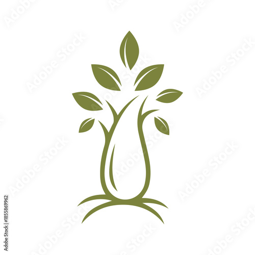 Abstract Green Tree Logo - Water Drop Plant Icon