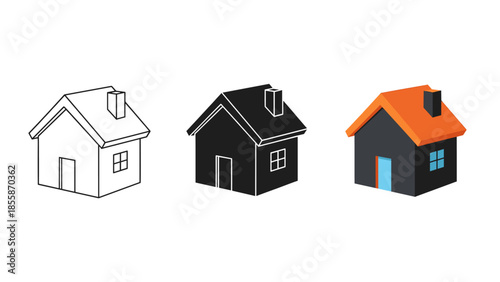 House illustration in different styles and colors Vector