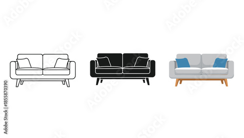 Modern sofa designs in different styles and colors Vector