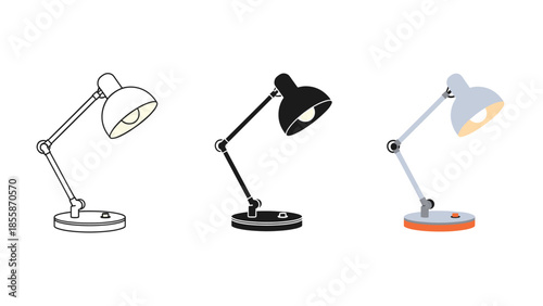 Desk lamp illustrations in different styles and colors Vector