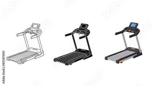 Treadmill designs and models for fitness Vector