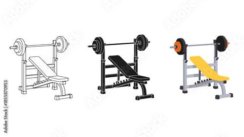 Gym equipment with dumbbells and weights for fitness training and exercise