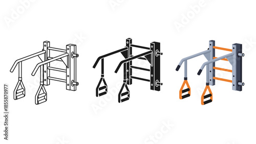 Multi purpose doorway pull up bar with handles for home gym Vector