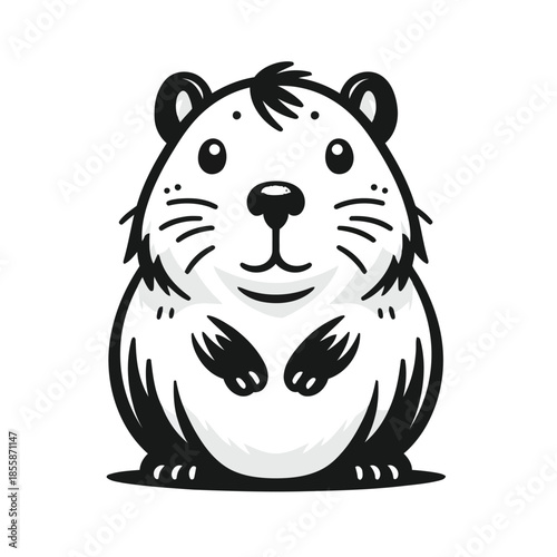 Cute cartoon guinea pig on white background vector