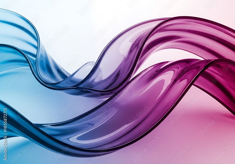 Fototapeta premium Abstract wavy ribbon of blue and purple light
