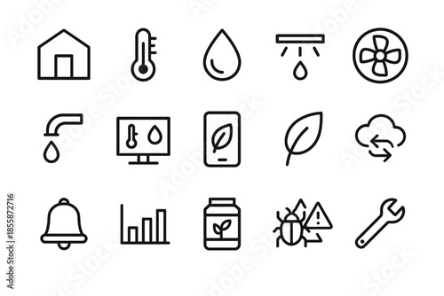 Minimalistic eco-friendly technology and nature icon set