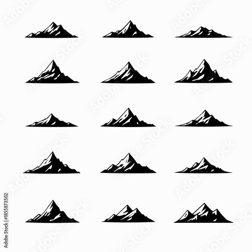 mountain icons set