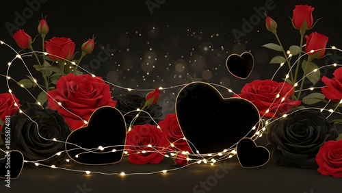 Romantic rose and heart decoration