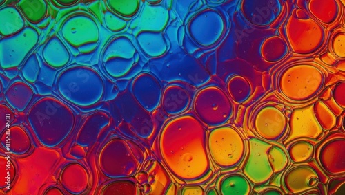 Vibrant Abstract Oil Bubbles - Colorful Liquid Art Texture.