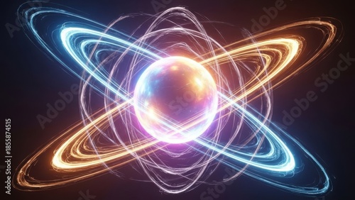Vibrant Atomic Energy - A Glowing Orb of Quantum Physics.