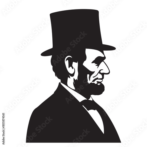 Abraham lincoln's iconic profile: a historic black and white illustration of the 16th us president.