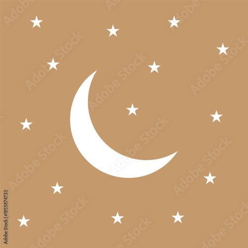 vector illustration of an abstract background with moon and stars