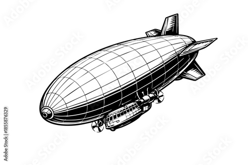 Airship banking slightly as if turning in the sky