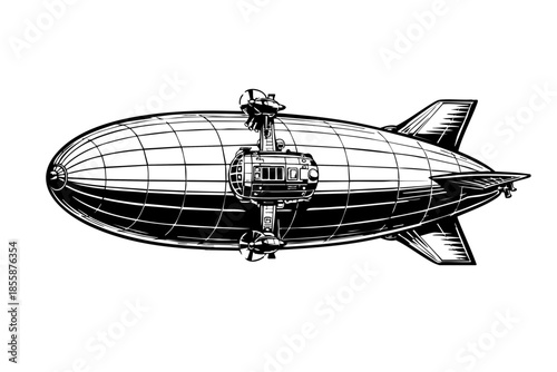 Top-down view of a futuristic airship with visible fins and structure