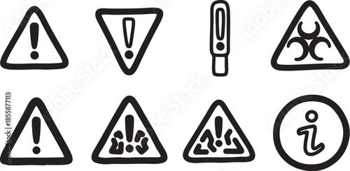 Set of hazard warning signs icons design