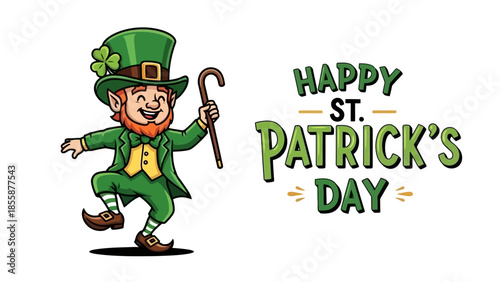 Happy St Patricks Day Leprechaun Dancing Celebration.