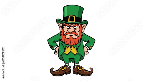Angry Leprechaun Character Illustration.