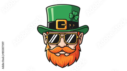 Cool Leprechaun Wearing Sunglasses and Green Hat.