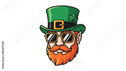 Cool Leprechaun Wearing Sunglasses and Green Hat.
