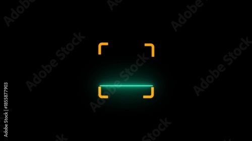 scanner icon animation isolated scanner neon shine icon animation .fingerprint biometric scanning animation. Biometric scanning animation showing neon fingerprint icon animated.