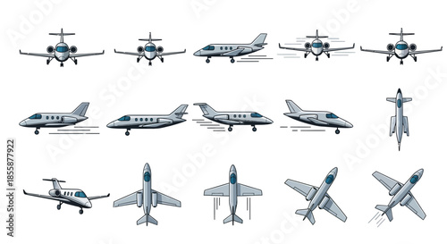 Collection of Various Airplanes and Jets.