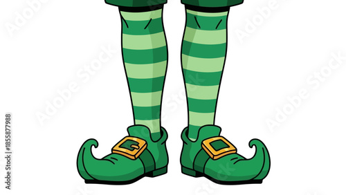 Leprechaun Legs and Shoes with Striped Socks.