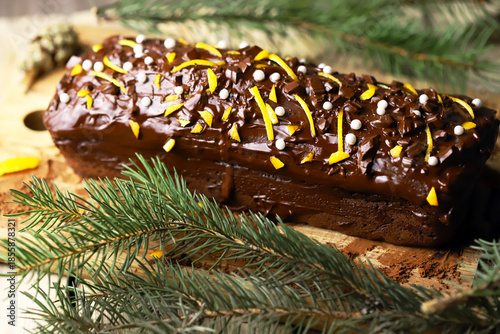 Christmas Chocolate Cake with Orange Zest