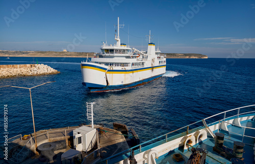 Malta to Gozo ferry departing the port