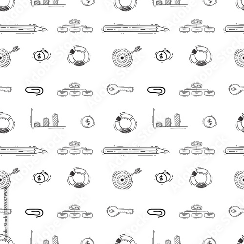 hand drawn business seamless pattern background