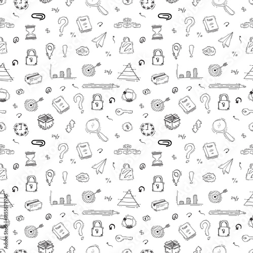 hand drawn business seamless pattern background