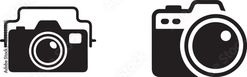 Two black and white camera side by side DSLR lens