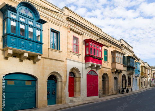 Victoria, Gozo, Malta — colorful traditional balconies and limestone facades in the old town