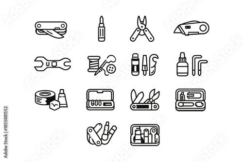 Kit compact icon basic fixes vector safety tool urban small emer