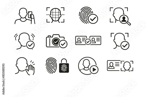 Capture detection digital vector recognition icons scan face selfie visual identity icon