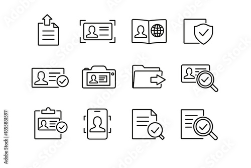 Review upload submission icon file verification stage process vector identity icons capture