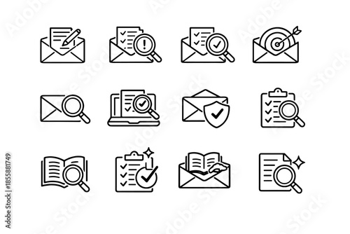 Email proofreading vector check habit language mindful typo clarity review step icon