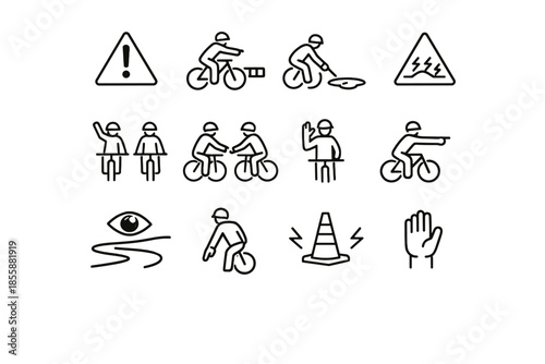 Awareness path alert cycling icons cue road safety to icon warning vector
