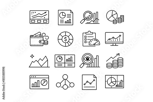 Minimal icons clarity finance minimalist icon overview spending vector interface analytics snapshot