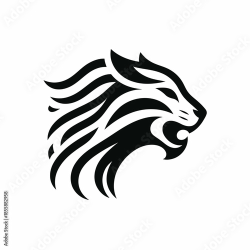 Wallpaper Mural Stylized lion head with flowing mane on white background vector Torontodigital.ca