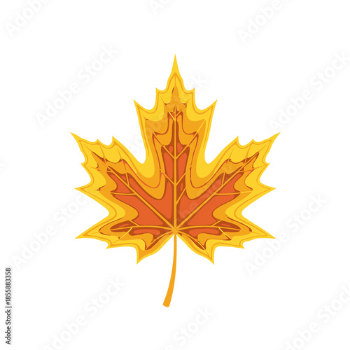 Colorful maple leaf with intricate design on white background  