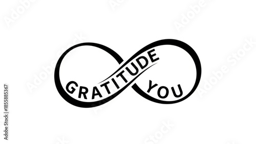 Gratitude and appreciation concept with infinity symbol and thank you message in black