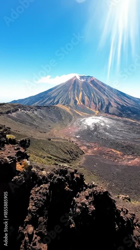 Mount Etna Erupting on Sunny Day, Sicily