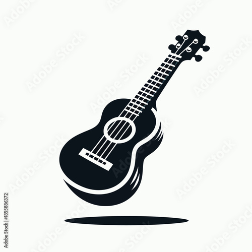 Black ukulele isolated on white background vector