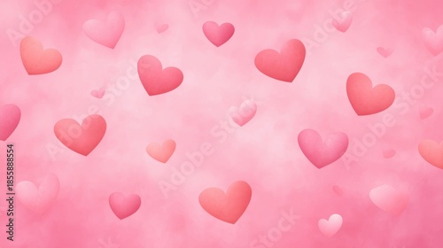 Soft Pink Gradient Backdrop with Floating Hearts Ideal for Valentine's Day Celebrations, Romantic Themes, and Love Messages